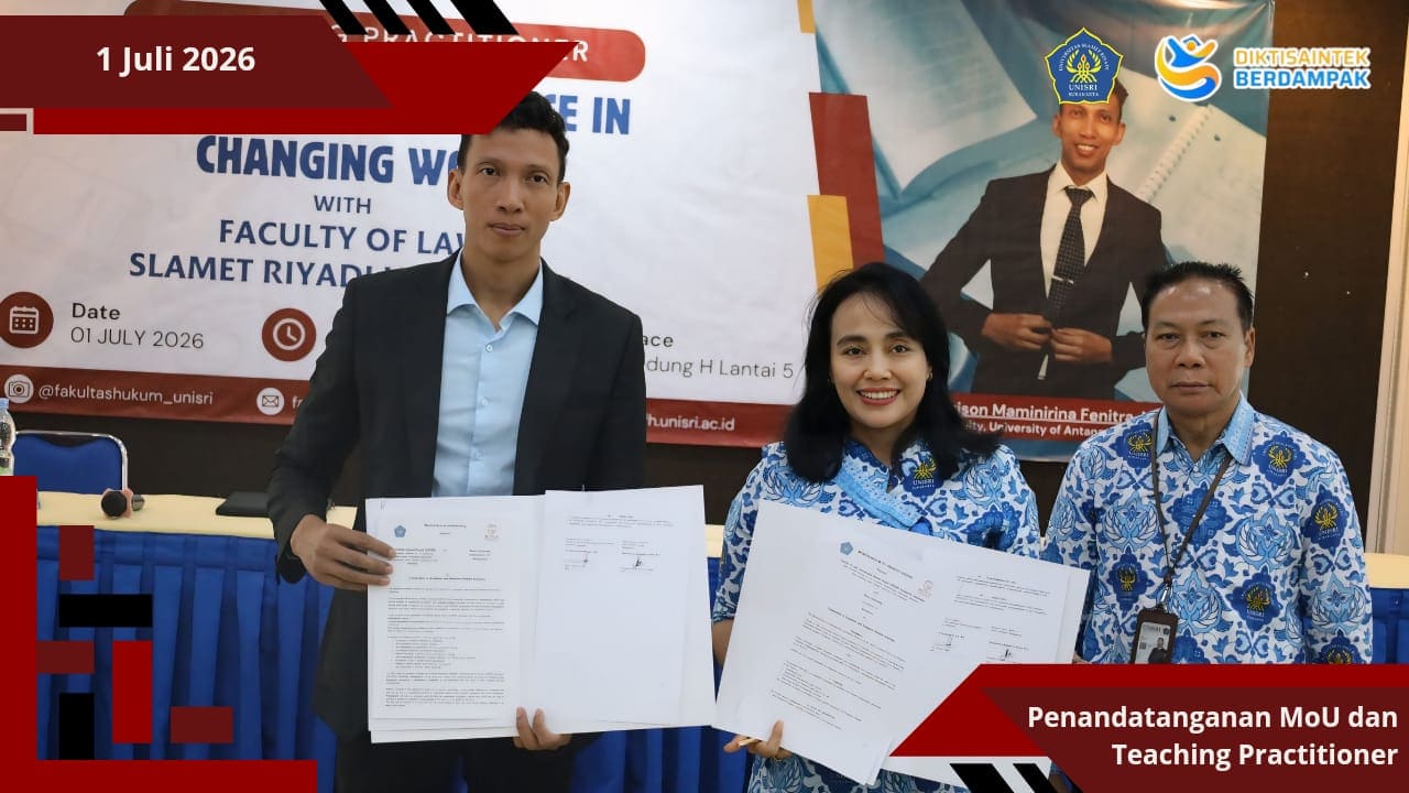 Fakultas Hukum UNISRI Perkuat Jejaring Internasional melalui Penandatanganan MoU dengan RoVa University dan ASTA Research Center